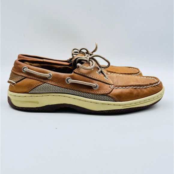 Sperry Shoes Mens 8.5 Brown Leather Boat Deck Billfish Slip On Casual Loafers - Picture 1 of 13